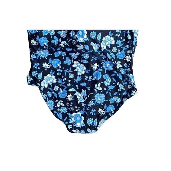 NWT J.Crew Floral Ruched One Shoulder Swimsuit BM459 24 Midnight Blue #2904 - Picture 10 of 14